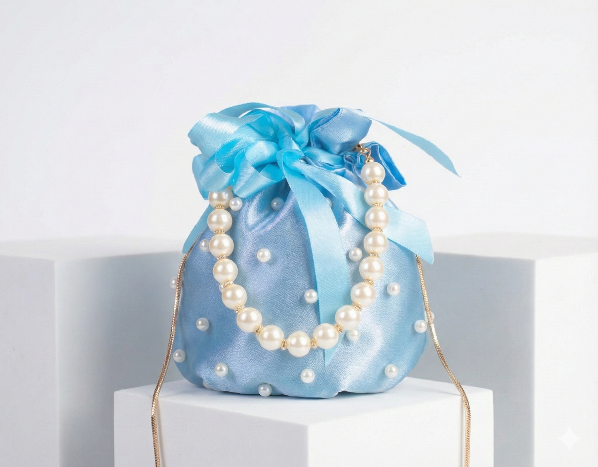 Premium Silk & Pearl Potli Bag 2