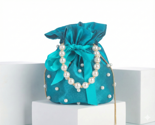 Premium Silk & Pearl Potli Bag
