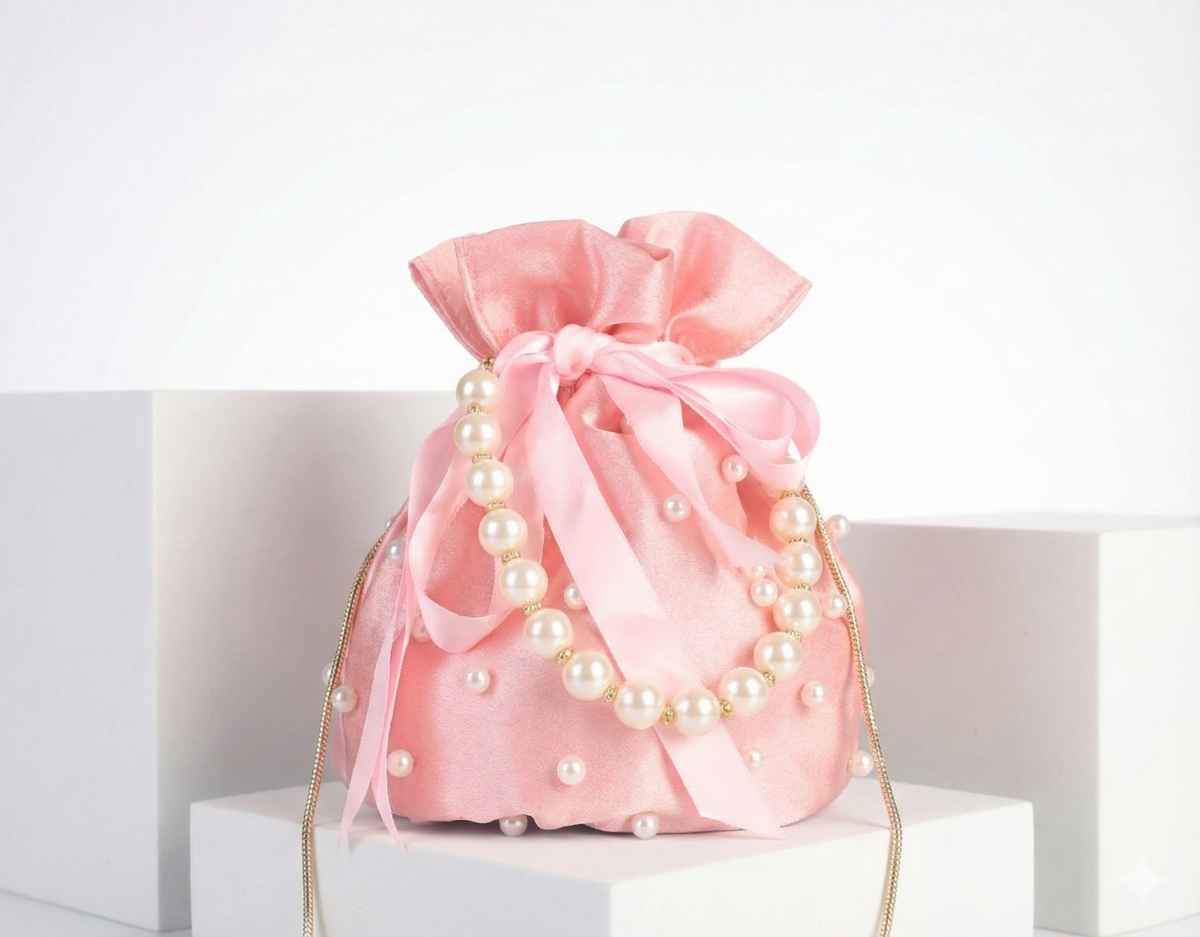 Premium Silk & Pearl Potli Bag 1