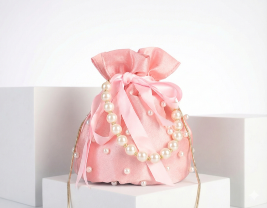 Premium Silk & Pearl Potli Bag 2